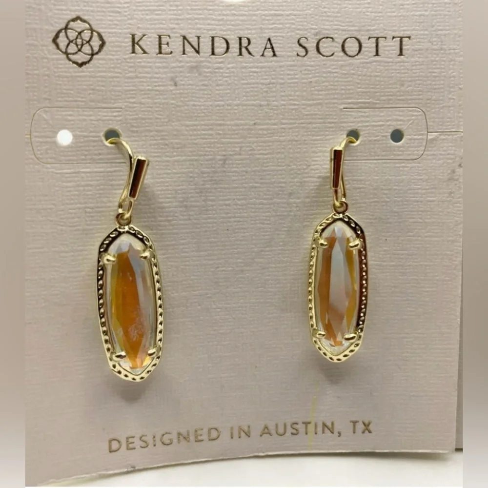 KENDRA SCOTT Feminine Iridescent Shiny Dichroic Glass 14K Gold Earrings NEW NWT